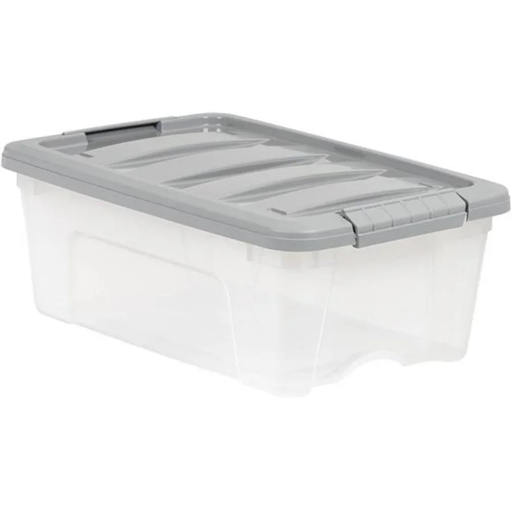 Plastic Storage Containers with Secure Latching Lids, Stackable